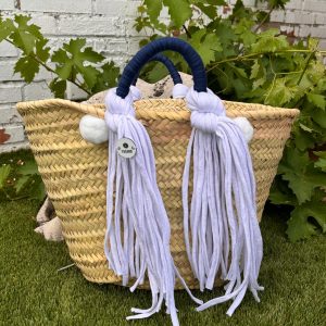 Capazo azul marino y blanco