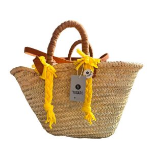 Basket bag with yellow braids